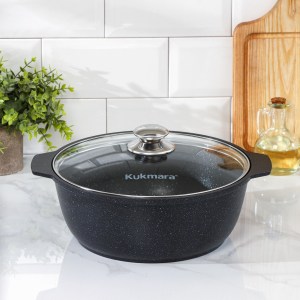 Жаровня, 5 л, d=28 см, h=11,2 см, цвет тёмный мрамор